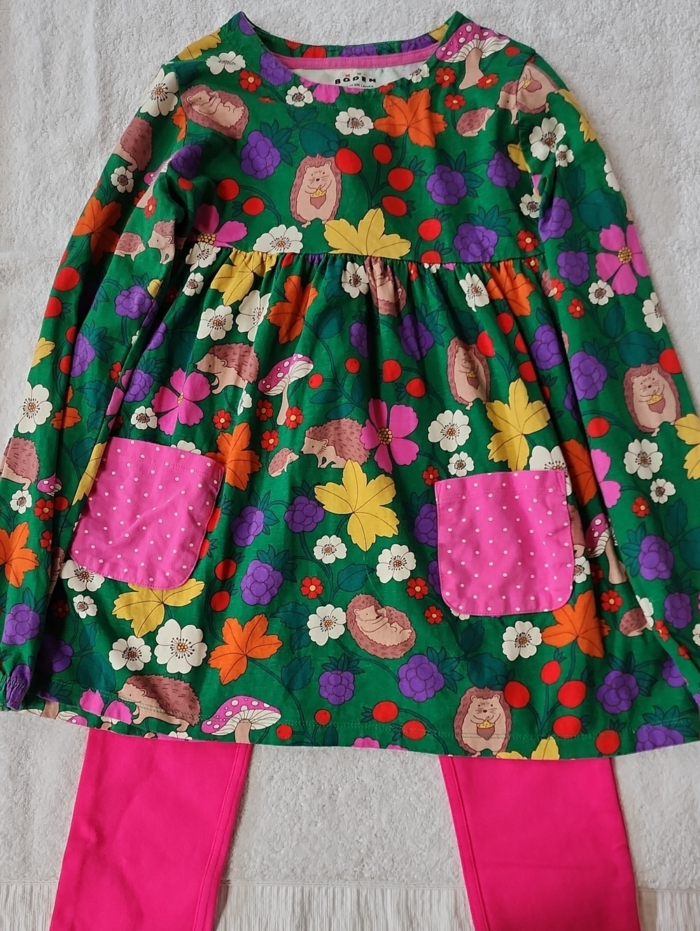 Mini Boden/Gymboree Girls Floral Top Pink Jeggings Size 10/10-11 Preowned